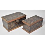 Two Graduated Wooden Boxes with Floral Decoration, the Largest 29cm Wide