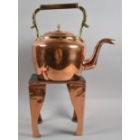 A Copper Teapot Stand (af) and Large Copper and Brass Modern Kettle