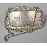A Silver Decanter Label for Sherry, London 1970