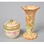 A Royal China Works of Worcester Blush Ivory Vase, 13cm high and a 19th Century Royal Worcester