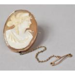 A 9ct Rose Gold Mounted Shell Cameo, 3.75x3cm