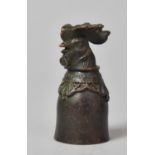 A Bronze Candle Snuff in the Form of a Cockerel's Head, 6cms High