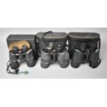 A Collection of Three Cased Pairs of Binoculars to Include Tecnar 10x50, Tasco 7x50 and Zenith 10x50