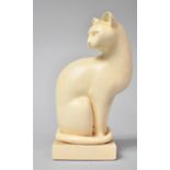 A Reproduction Reconstituted Stone Sculpture of Seated Cat after Heinz Warneke, Elegance, Originally