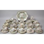 A Collection of Coalport indian Tree Tea Wares to comprise Shallow Bowl Cups,Cake Plate, Saucer,