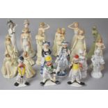 A Collection of Various Ceramics figural Ornaments to include Clowns, Ladies Etc