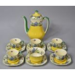 A Wedgwood and Co Swallow Pattern Coffee Set to comprise Coffee Pot, Five Cans, Six Saucers and a