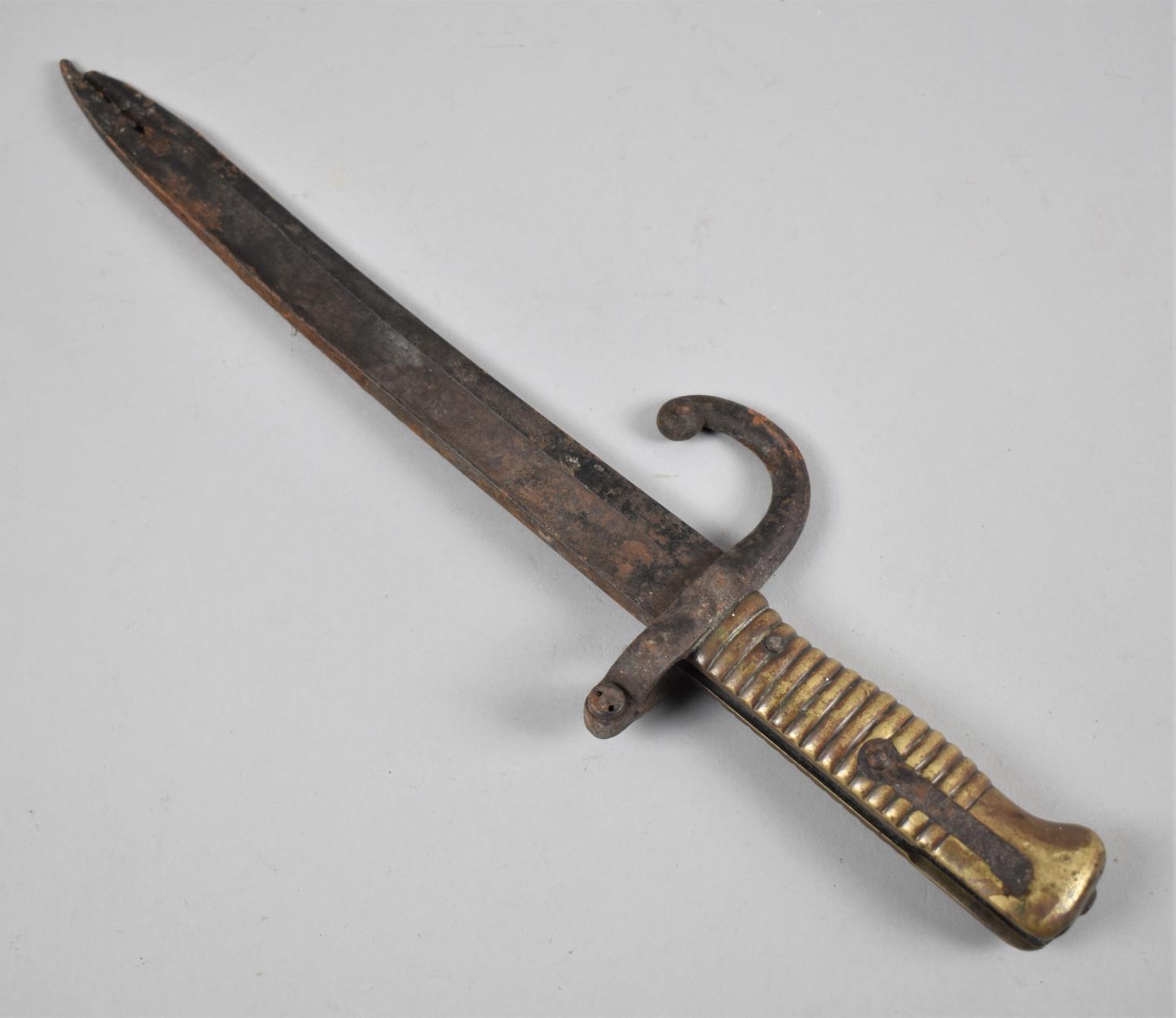 A Vintage Brass Handled Bayonet, Probably 19th Century French, Blade AF - Image 2 of 3