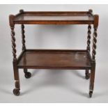 A Mid 20th Century Oak Two Tier Trolley with Barley Twist Supports, 69cm wide