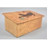 A Late 20th Century Rectangular Maple Box, the Sloping Lid with Rosewood Marquetry Cat and Ball