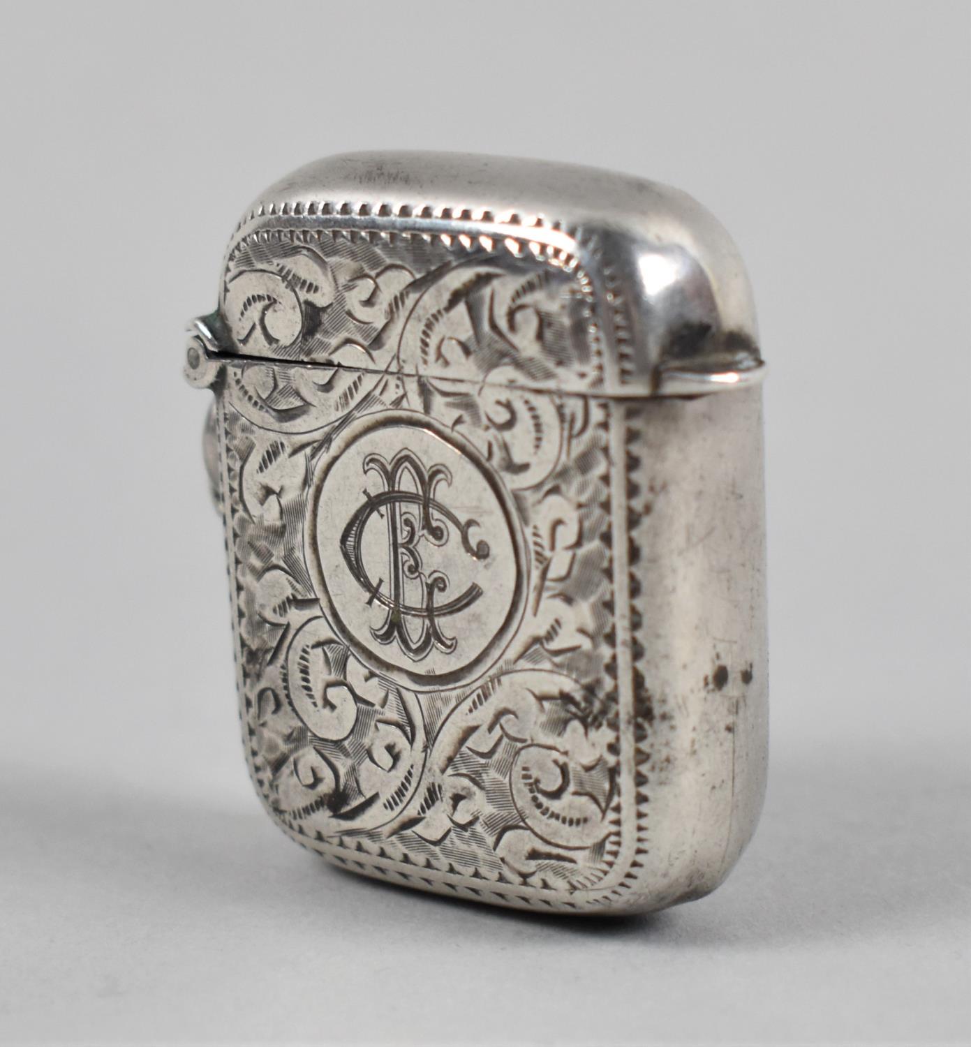 A Small Silver Vesta, Monogrammed CE, 4cm high - Bild 2 aus 5