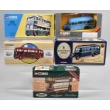 A Collection of Five Boxed Corgi Diecasts, Buses and Coaches