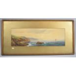 A Framed Lithograph Depicting Barges at Sea, After I Chapland, 49x16cm