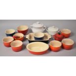 A Collection of Le Creuset Items to comprise Ramekins, Lidded Small Pot, Pestle and Mortar, Small