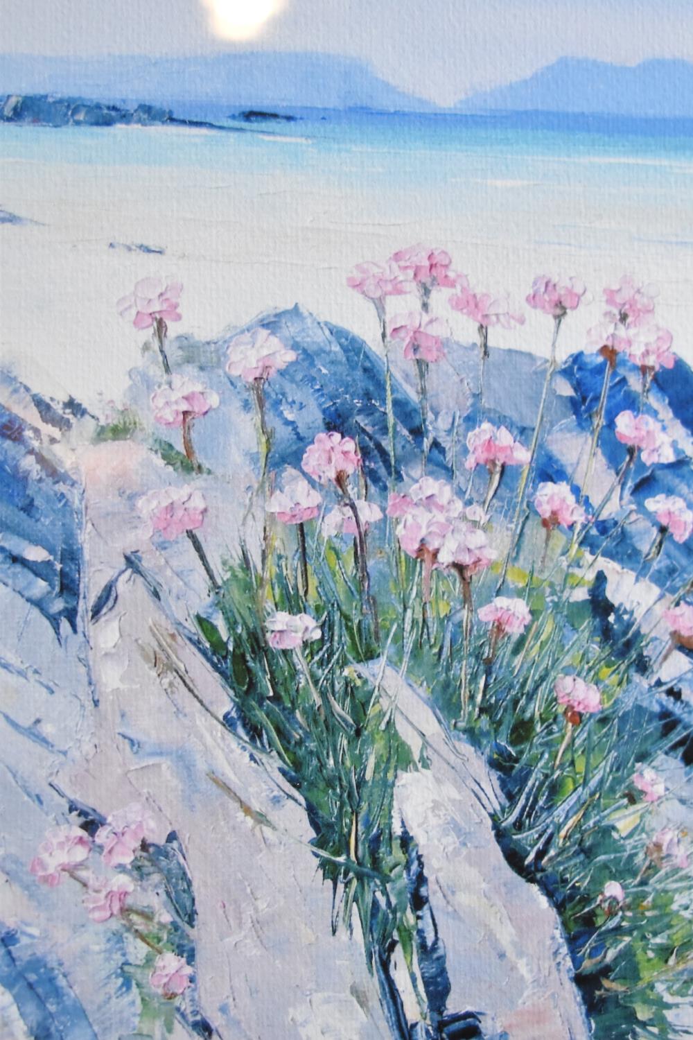 A Framed Artist Proof Print, "Sea Pinks and Small Isles" by Upton, 20x29cm - Image 2 of 2