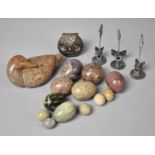 A Collection of Various Polished Stone Eggs, Fair Clips etc