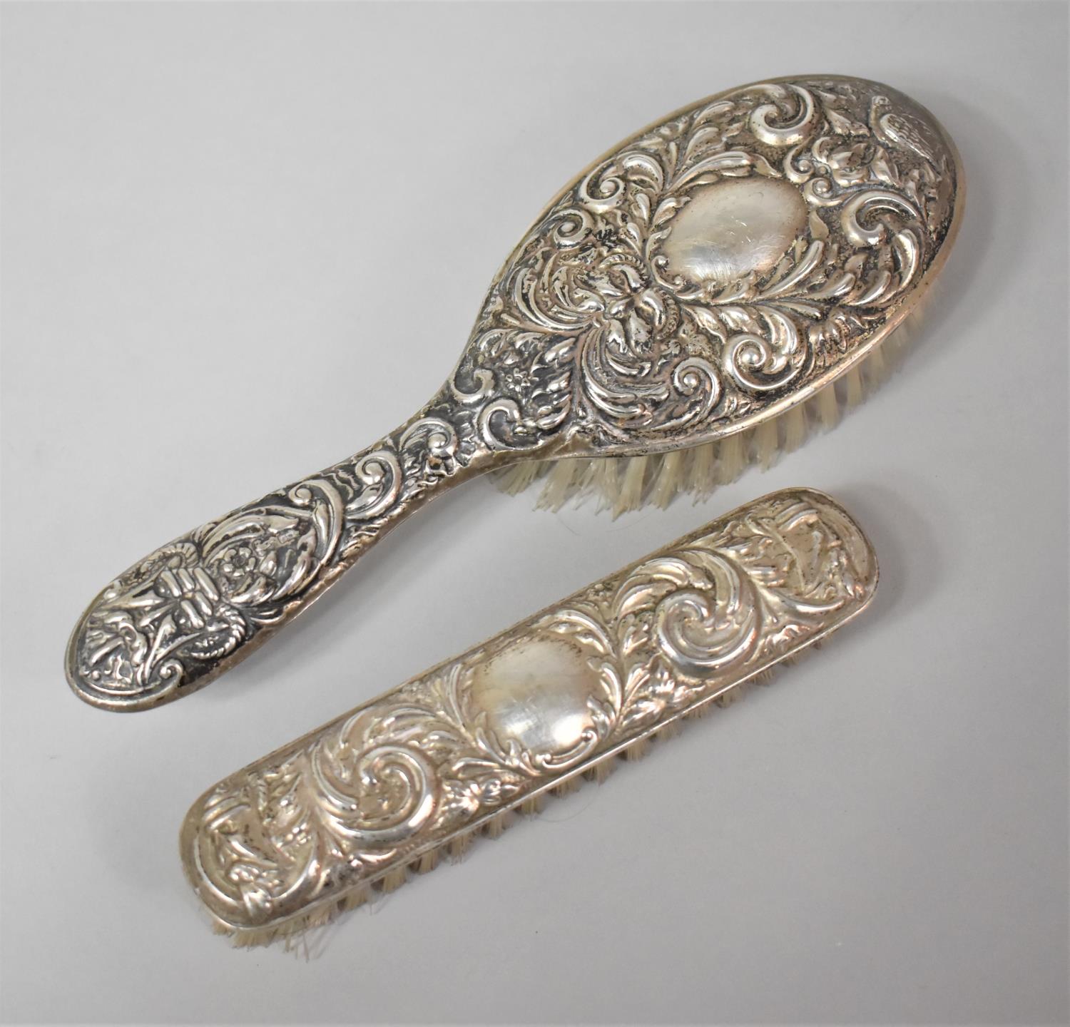 A Silver Mounted Dressing table Hair Brush and Similar Clothes Brush - Image 2 of 2