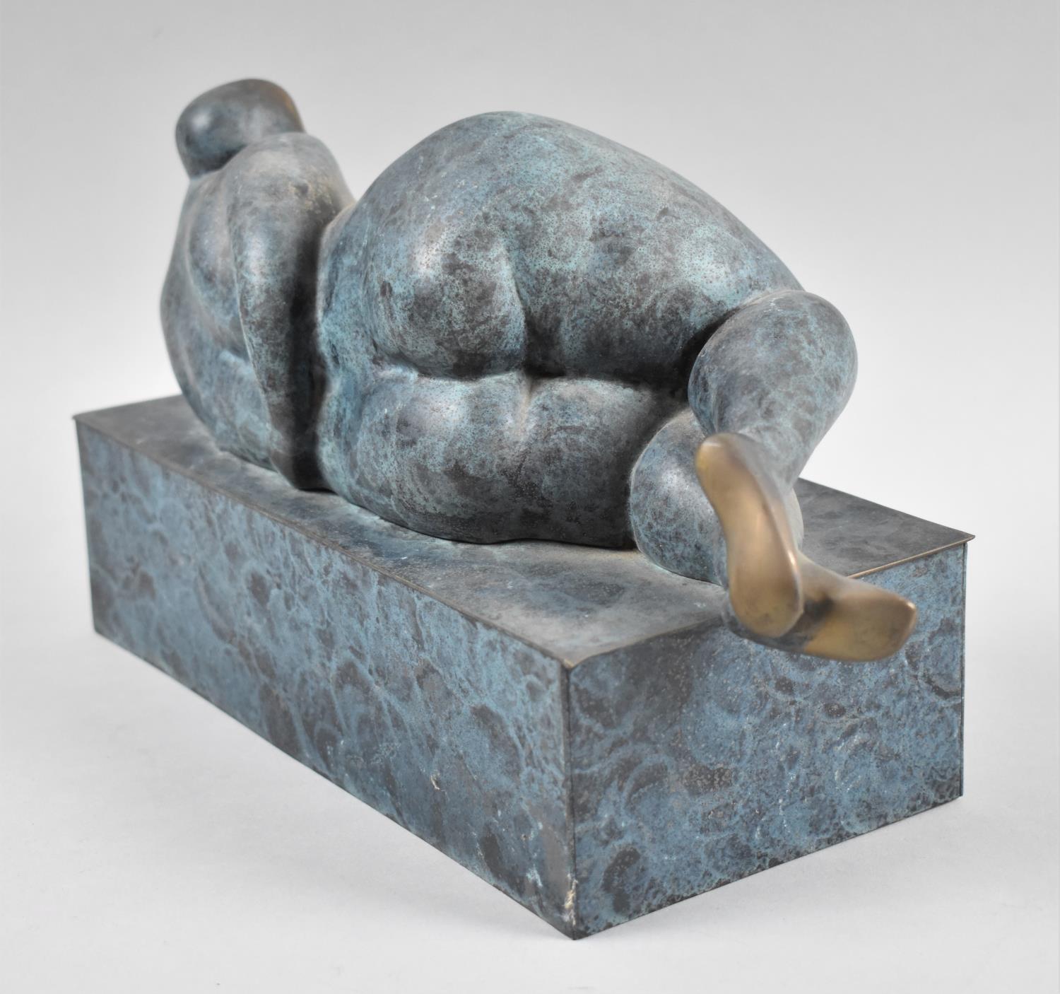 A Patinated Bronze Modern Art Figure, Reclining Nude, 31cm wide - Image 2 of 2