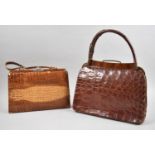 Two Vintage Crocodile Skin Ladies Handbags, 30cm Wide