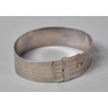 A Silver Adjustable Bangle with Engine Turned Decoration, Stamped Sterling Silver in the Form of a