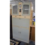 A 1950's Kitchen Cabinet with Inset Smiths Clock, 92cm wide