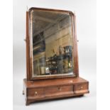 A 19th Century Mahogany Swing Dressing Table Mirror on Plinth Base with Three Drawers, Brass Vase