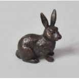 A Bronze Study of a Seated Rabbit, 4cm Long