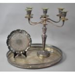 A Collection of Various Silver Plated Items to comprise Five Branch Candelabra, Salver and a