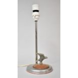 A Md 20th Century Chromed Base Table Lamp with Eagle Mount, 32cm high