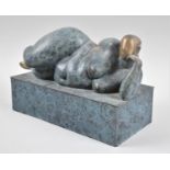 A Patinated Bronze Modern Art Figure, Reclining Nude, 31cm wide
