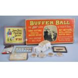 A Collection of Vintage Moulds, Buffer Ball, Jumble Printing Outfit Etc