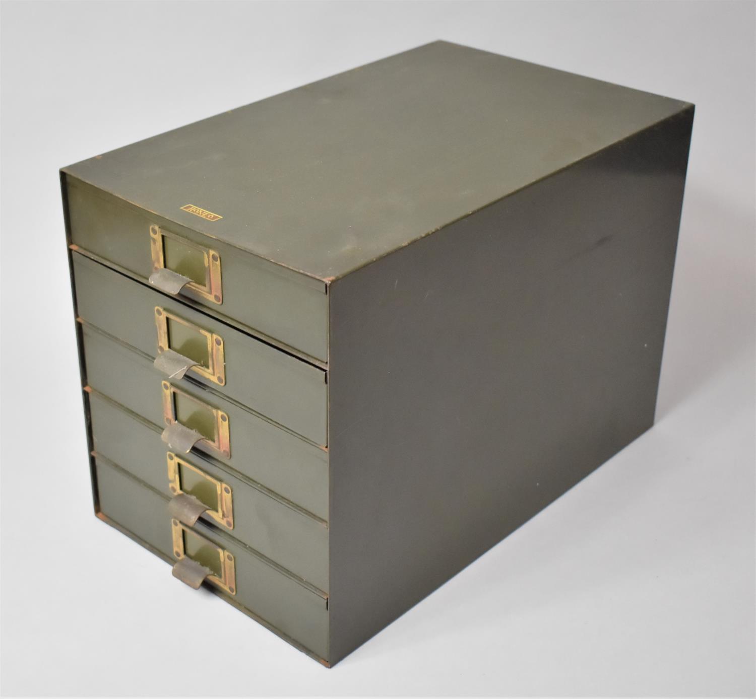 A Vintage Metal Roneo Five Drawer Stationery Cabinet, 23x37.5x26cm high