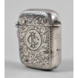 A Small Silver Vesta, Monogrammed CE, 4cm high