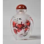 A 20th Century Oriental Reverse Painted Glass Snuff Bottle of Four Panelled Form, 9.5cm high