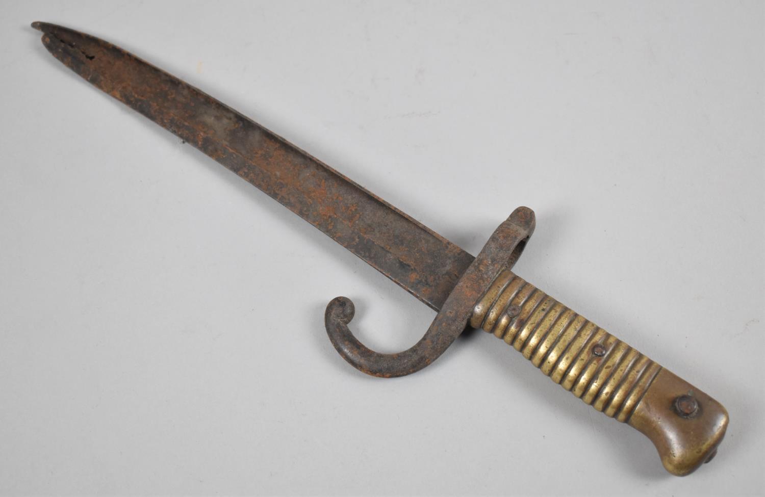 A Vintage Brass Handled Bayonet, Probably 19th Century French, Blade AF