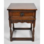 A Mid 20th Century Oak Bedside Table with Single Drawer, 41cm Square and 53cm high