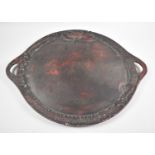 An Early 20th Century Chinese Circular Two Handled Tray, with Carved Rim in the Form of Dragon, 45cm