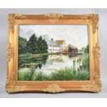 A Gilt Framed Oil on Canvas, Hambledon Mill, Midsummer Day by Derrick Hughes, 49x38cm