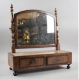 A 19th Century Inlaid Burr Walnut and Rosewood Swing Dressing Table Mirror with Plinth Base,