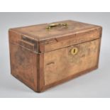 A 19th Century Crossbanded Walnut Three Division Tea Caddy with Brass Escutcheon and Handle, Some