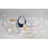 A Collection of Moulded and Cut Glassware to Include Decanters, Rose Bowl, Biscuit Barrel etc