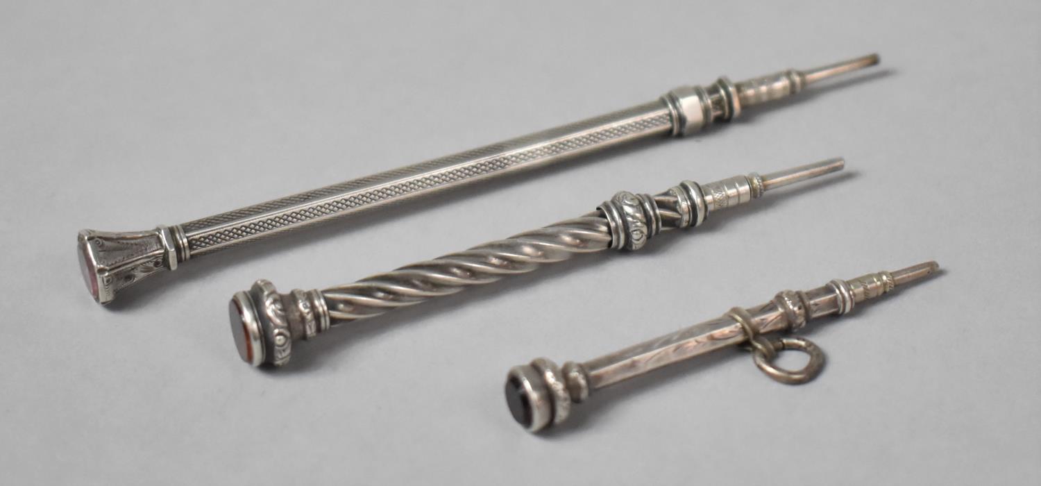 A Collection of Three Silver Pencils with Jewelled Terminals - Image 3 of 3