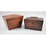 A Rectangular Mahogany Work Box and a Walnut Tea Caddy, both For Restoration