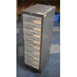 A Mid 20th Century Myers Nine Drawer Metal Filing Cabinet, 28x40x96cm high