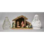 A Small Nativity Set and Two Ornaments, Mary and Jesus