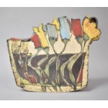 A Studio Pottery Stoneware Ornament in the Form of Trug of Tulips, 29cm wide