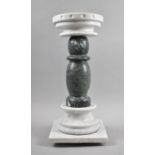 A Modern Circular Topped Marble Stand on Square Plinth Base, 20cm Diameter and 49cm high