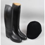 A Modern Champion CPX 3000 Riding Hat, Size 7 Together with a Pair of Toggi Riding Boots Size 5 1/2