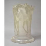 A Modern Reproduction Opaque Resin Table Lamp in the Art Deco Style, Decorated in Relief with Horses