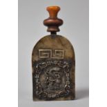 An Oriental Stained Copper Flask Decorated with Applied Dragon Surrounded by Filigree Moth and